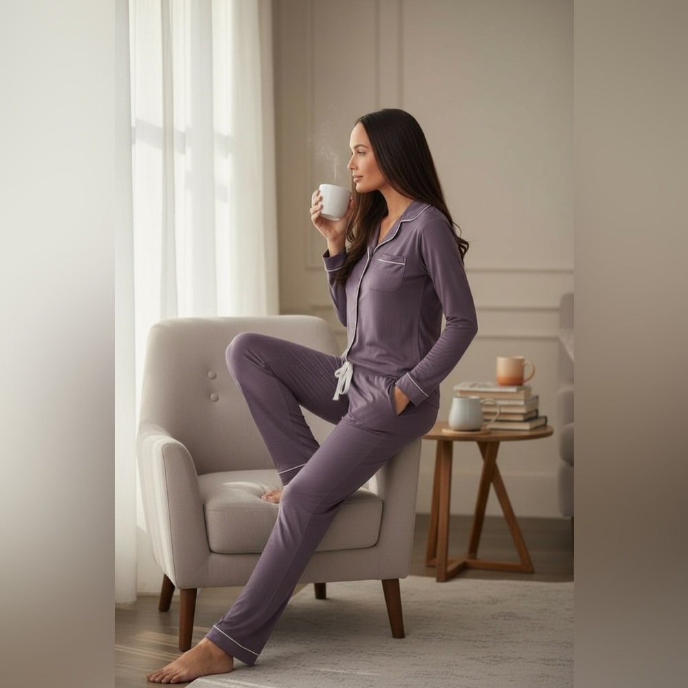 Bebe Pajama Set Midnight Lavender Rhinestone